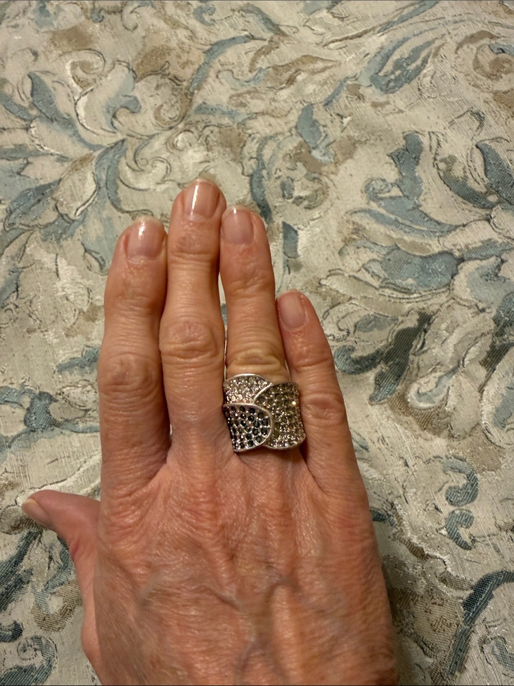 Premier Designs Silver-Tone Pavé Crystal Wide Cocktail Ring